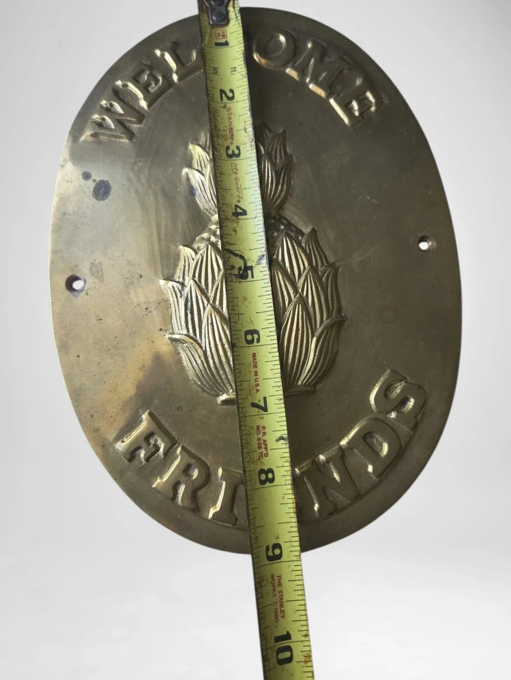 Vintage Brass MCM Pineapple Set Wall Plaque Trinket Tray Key Holder